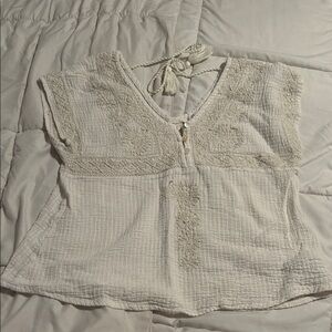 Sigrid Olsen Cream Textured Blouse